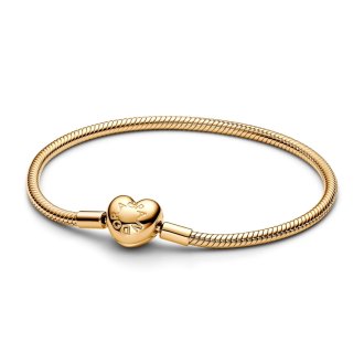 563050C00 - Snake chain 14k gold-plated bracelet with heart clasp